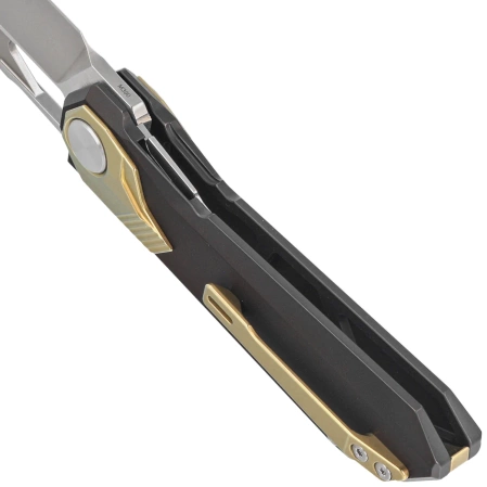 Nóż składany Remette RT-Peregrine Falcon Brown/Gold Titanium, Hand Grinding Pearlescent M390 (RTT1-B)
