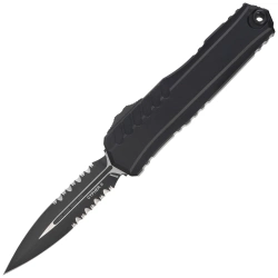 Microtech Cypher II D/E OTF Knife Black Aluminum, Tactical P/S M390MK by Deryk Munroe and Tony Marfione (1242-2T)