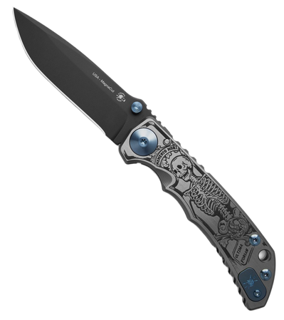 Nóż składany Spartan Blades Harsey Folder ''Memento Mori'' Titanium, Black MagnaCut by William W. Harsey (SF5 Custom Memento Mori)