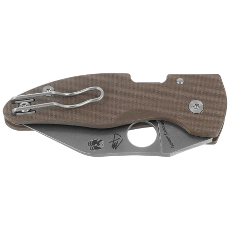 Spyderco Microjimbo Sprint Run Knife Brown G10, Stonewashed CPM 15V by Michael Janich (C264GPBN15V)