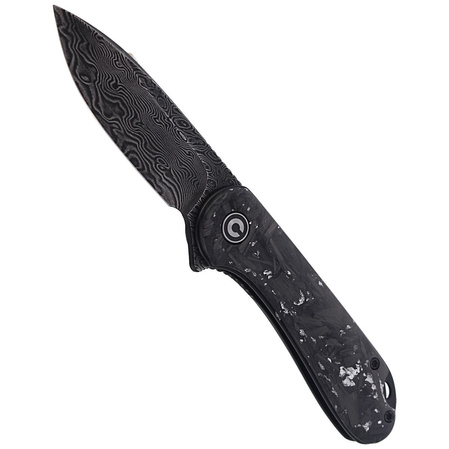 CIVIVI Knife Elementum Flipper Shredded Carbon Fiber / Silvery Shred, Black Damascus (C907C-DS2)