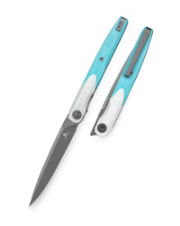 Bestechman Lanza White/Light Blue G10, Grey PVD 14C28N by Grzegorz Grabarski (BMK14D)