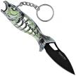 Martinez Albainox Fishing 3 Knife Key-ring Green Aluminum, Black 3Cr13Mov (25145 GR)