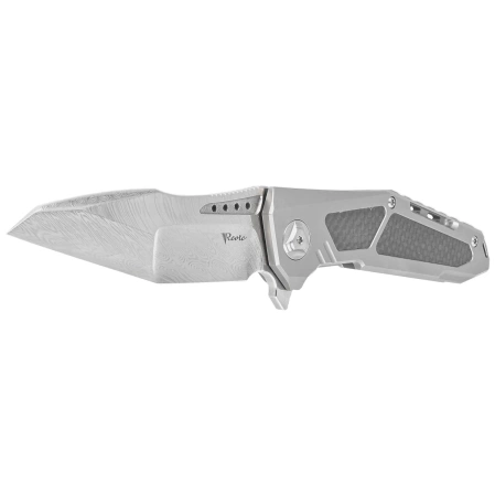 Nóż składany Reate K-3 Tanto Grey Titanium/Carbon Fiber, Damasteel Damascus