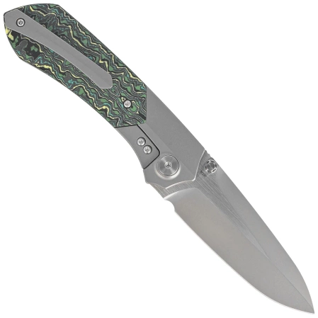 Nóż składany Remette RT-Meteor Gray Titanium/Toxic Storm Carbon Fiber, Pearlescent M390 (RTPT-C )
