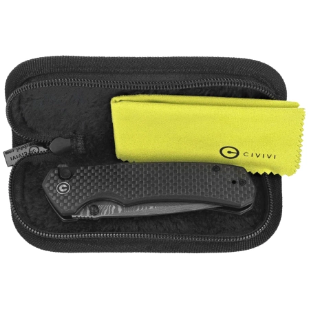 Nóż składany Civivi Brazen Button Lock Twill Carbon Fiber Overlay on Black G10, Damascus (C19059C-DS1)