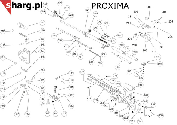 Stock rear screw for Hatsan MOD 33-155, Dominator 200, Striker, Proxima (778)