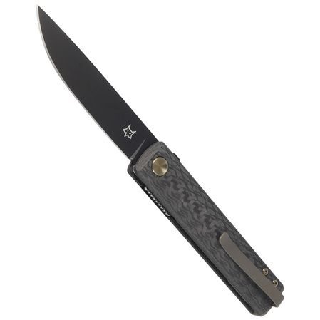 Fox Chnops Knife 3K Carbon Fiber, Black PVD M390 by Riccardo Gobbato (FX-543 CFBR)