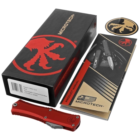 Microtech Hera II Mini Bayonet Red Aluminum, Apocalyptic P/S M390MK by Tony and Sean Marfione (1703M-11 APRD)