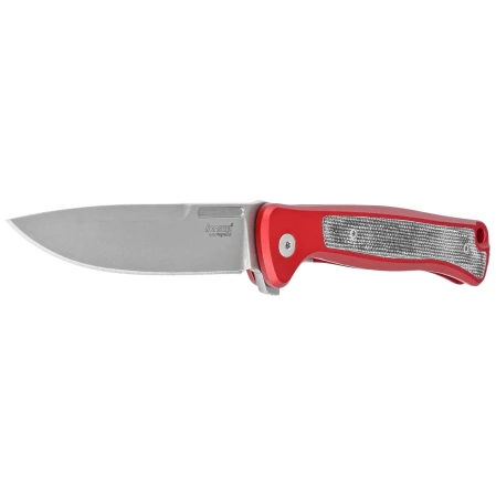 Nóż składany LionSteel Skinny Red Aluminium/Black Canvas Micarta, Stonewashed MagnaCut by Molletta (SK01A RS)