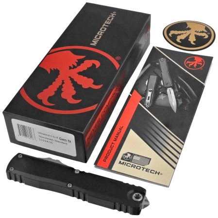 Nóż automatyczny OTF Microtech Ultratech Gen IV D/E Black Aluminium, Stonewashed M390MK by Tony Marfione (11224-10)