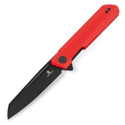 Bestechman Dundee Sheepfoot Knife Red G10, Black PVD D2 by Ostap Hel (BMK09F)