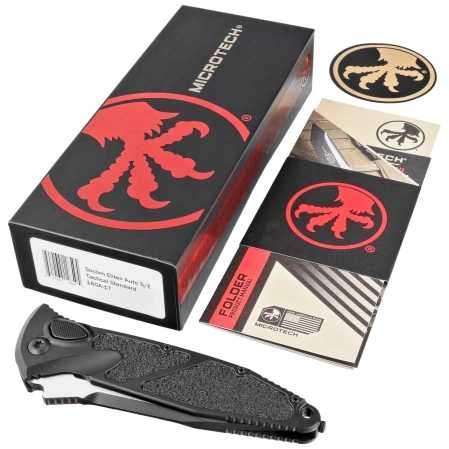 Microtech Socom Elite Auto S/E Automatic Knife Black Aluminum, Tactical M390 by Tony Marfione (160A-1T)