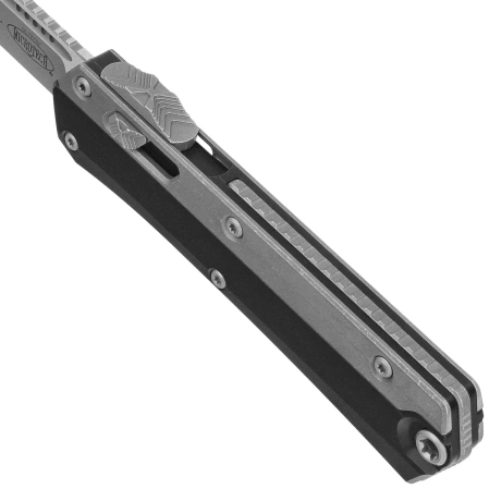 Nóż automatyczny OTF Microtech Glykon T/E Black Aluminium / Apocalyptic Titanium, Apocalyptic M390 by Tony and Sean Marfione (185-10AP)