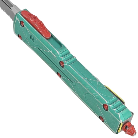 Microtech Ultratech S/E Bounty Hunter Signature OTF Knife Distressed Green Aluminium, Apocalyptic P/S M390 by Tony Marfione (121-11BH)