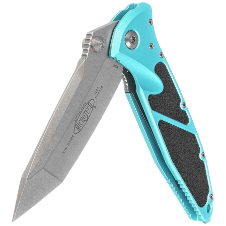 Microtech Socom Elite T/E-M Knife Turquoise Aluminum, Stonewashed M390 by Tony Marfione (161-10TQ)