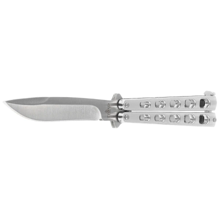 Third Decor Habitat Balisong Silver Stainless Steel, Satin 420 Butterfly Knife (K2919B)