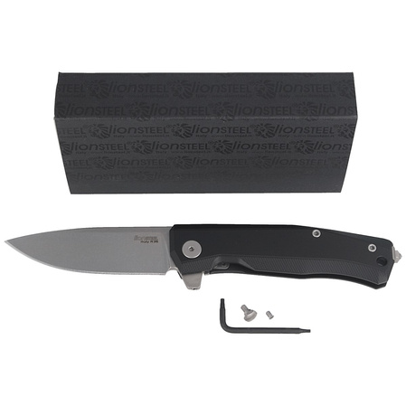 LionSteel Myto Knife Black Aluminum, Stonewashed M390 by Molletta (MT01A BS)