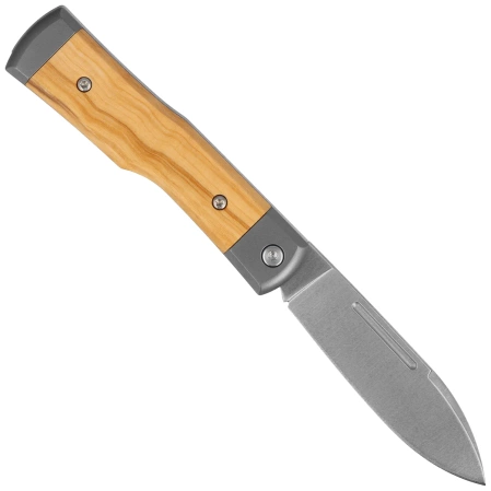 Fox Gunstock Pocket Knife Olive Wood/Titanium, Satin M390 (FX-558 OL)