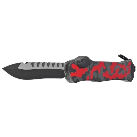 Nóż automatyczny OTF Heretic Hydra R/E Red Camo Aluminium, Black/Satin MagnaCut by Tony Marfione Jr.
