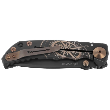 Spartan Blades Harsey Folder Golden Compass Black Titanium, Bronze HW, Black PVD MagnaCut by William W. Harsey (SF5GOLDENCOMPASS)
