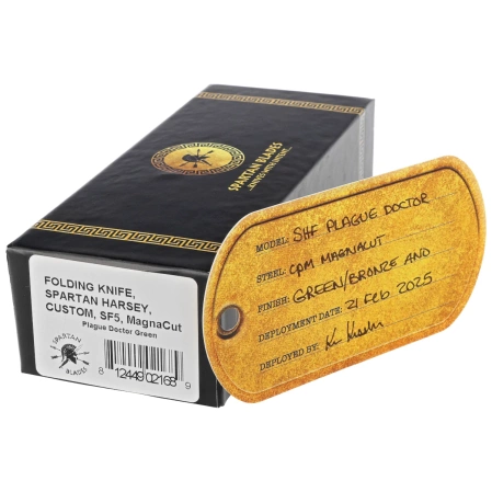Nóż składany Spartan Blades Harsey Folder Plague Doctor Green Titanium, Bronze HW, Satin MagnaCut by William W. Harsey (SF5DOCTOR)