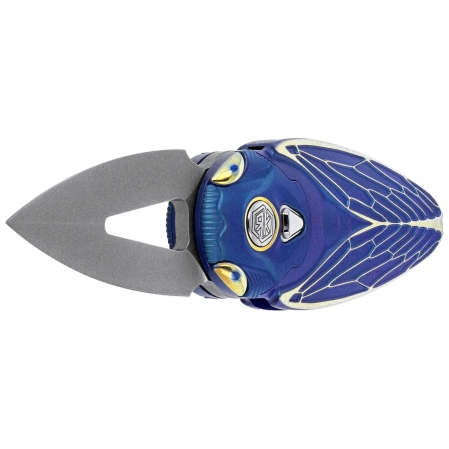 Rike Knife RK Cicada-BG Knife Blue / Gold Titanium, Bead Blasted M390