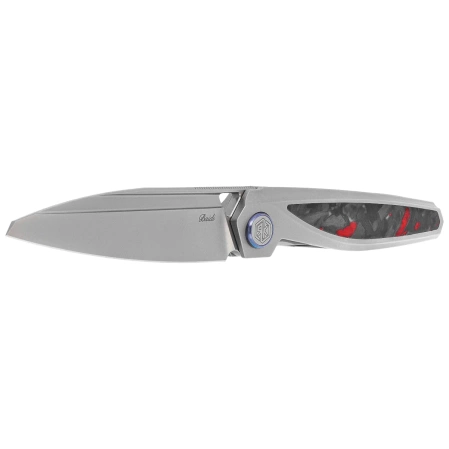 Nóż składany Rike Knife Baidi S Titanium/Red Carbon Fiber, Bead Blasted M390 (RK-Baidi-S-P/RCF)
