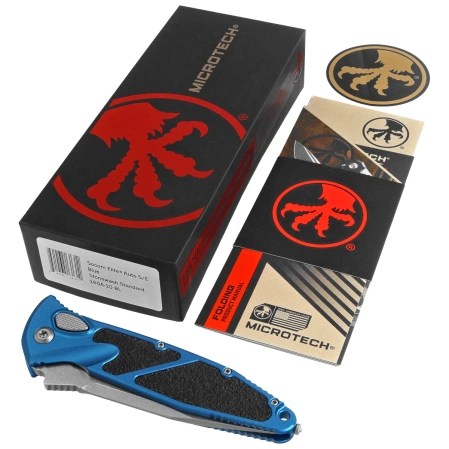 Microtech Socom Elite Auto S/E Automatic Knife Blue Aluminum, Stonewashed M390 by Tony Marfione (160A-10BL)