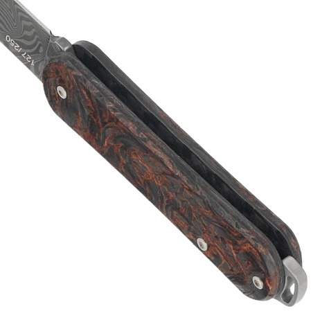 Fox Vulpis 108 LE No 127/250 Dark Matter Fat Carbon, Super Clean Damascus by Balbach Damast Pocket Knife (FX-VPDAM108 DMCO)