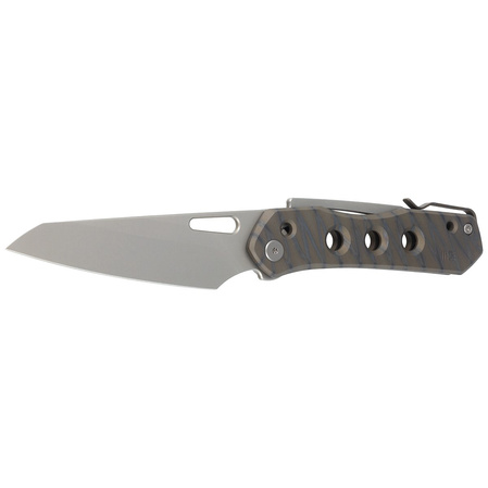 Nóż składany WE Knife Vision R Tiger Stripe Titanium, Silver Bead Blasted CPM 20CV by Snecx Tan (WE21031-6)