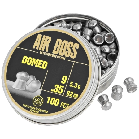 Zestaw dwóch opakowań Śrut Apolo Air Boss Domed 9 mm, 100 szt. 5.30g/82.0gr i Tarcze strzeleckie Sharg 140x140mm 50szt
