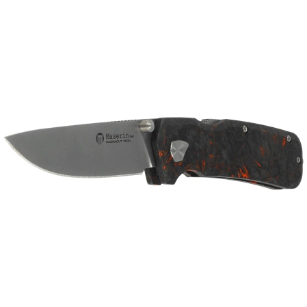 Nóż składany Maserin 630 Pulse Black/Orange FatCarbon, Stonewashed MagnaCut by Igor Bortolussi (630/FCA)