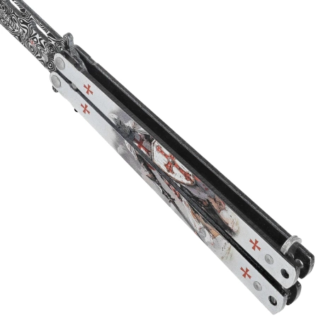 Nóż motylek Martinez Albainox Balisong White Templar 3D Design Steel, 3D Design 3Cr13Mov (02268)