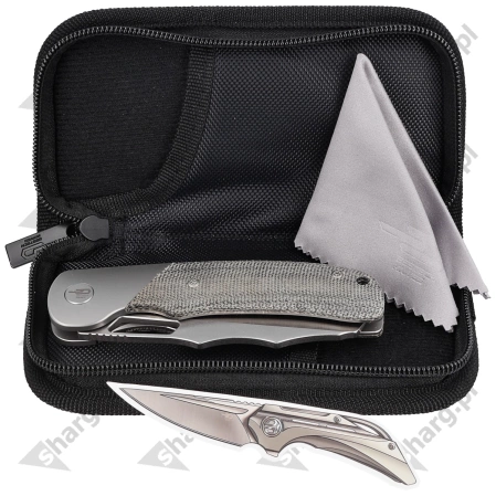 Bestech Syn Knife Grey Titanium / Black Canvas Micarta, Hand Rubbed Stonewashed / Satin Elmax by Evolved EDC (BT2306B)