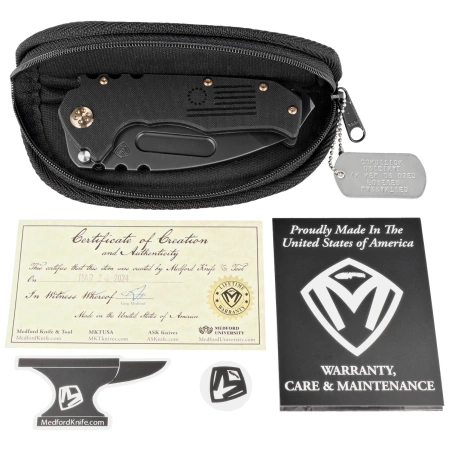 Nóż składany Medford Praetorian Scout M/P Black G10, Bronze HW, DLC Clip, Black DLC D2 by Greg Medford (MKM30DPT-0808-T1CP-BP)