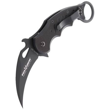 Fox Karambit Knife w/ Emerson Wave Black G10, Black Idroglider N690Co (479)