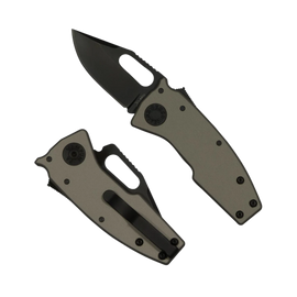 Demko Nano-Shark Stealth CP Knife Artillery Grey Aluminum, Black DLC CPM 20CV by Andrew Demko (NANO-20CV-Artillery Grey ALUM-CP)