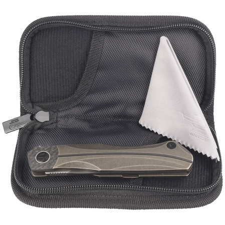 Bestech Thyra Bronze Stonewashed Titanium/Carbon Fiber, Horizontal Satin M390 by Kombou Knife (BT2106B)