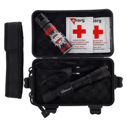 4-in-1 Defense Set – Sharg NATO Defence Pepper Spray, Two Wipes, Stun Gun, Case