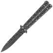 Nóż składany motylek Martinez Albainox Balisong Skull Gray Steel, Stonewashed 3Cr13Mov (02184)