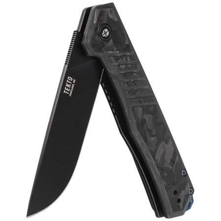 Tekto F1 Alpha Knife Black Forged Carbon Fiber, Blue HW, Black D2