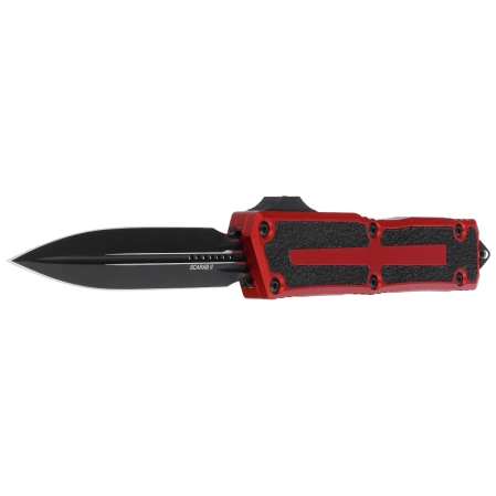 Nóż automatyczny OTF Microtech Scarab II Gen III D/E Red Aluminium, Black M390MK by Tony Marfione (1280-1RD)