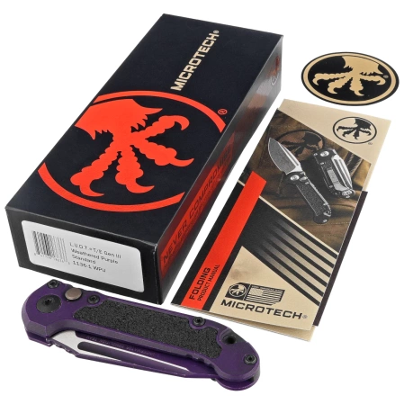 Microtech LUDT Gen III T/E Knife Weathered Purple Aluminum, Weathered Purple M390MK by Tony Marfione (1136-1WPU)