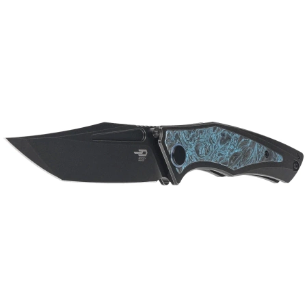 Nóż składany Bestech Togatta Black Titanium/Black-Blue Carbon Fiber, Black Stonewashed M390 by Koens Craft (BT2102H)