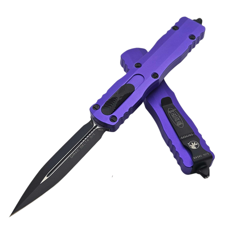 Nóż automatyczny OTF Microtech Dirac Delta D/E Purple Aluminium, Black M390 by Tony Marfione (227-1PU)