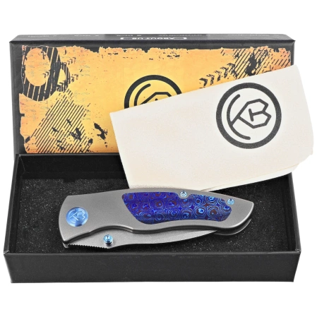 Nóż składany Kubey KB Knives Vertigo Gray Titanium/Timascus, Stonewashed CPM S35VN by Peter Carey (KB258D)