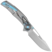 Reate GTR Knife Bead Blasted Titanium/Zirconium Inlay, HW Ti-Blue Clip, Hand Satin M390