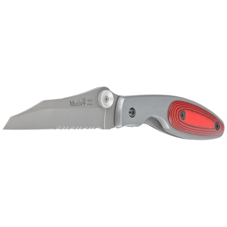 Nóż składany Muela KSC-7R Gray Aluminium/Red Pakka Wood, Satin 440C