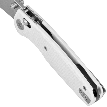 Kubey Breeze Knife White G10, Stonewashed 14C28N by Caleb Waltman (KU288E)